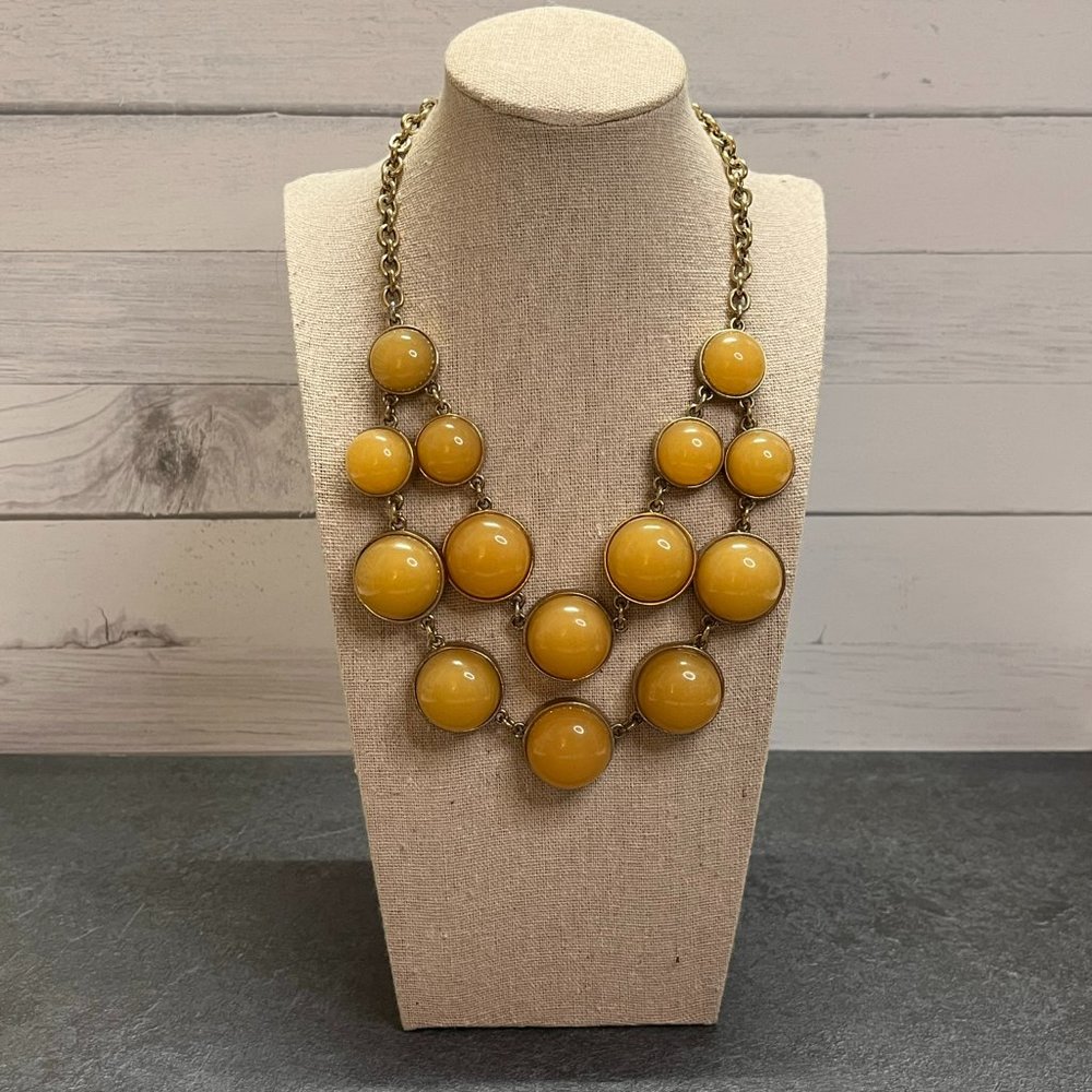 Signed Yellow Double Bubble Ann Taylor Statement Necklace
